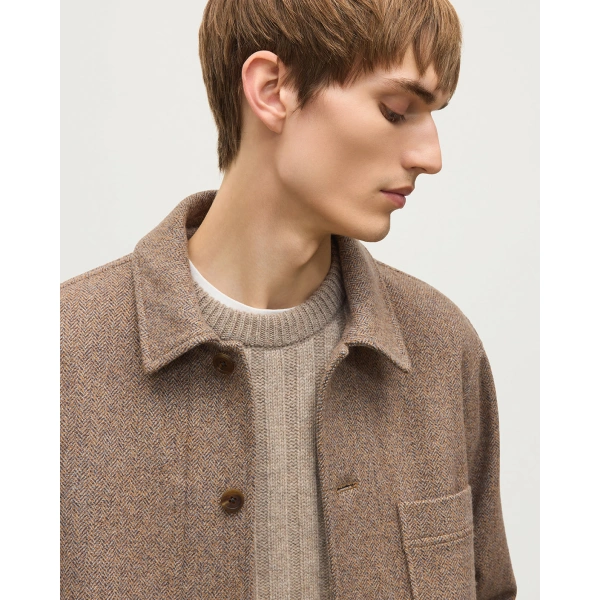 Johnstons of Elgin The Weavers Camel & Blue Herringbone Jacket