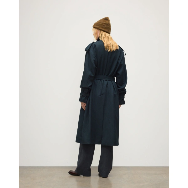 Johnstons of Elgin Threave Mallard Glen Urquhart Wool Trench Coat