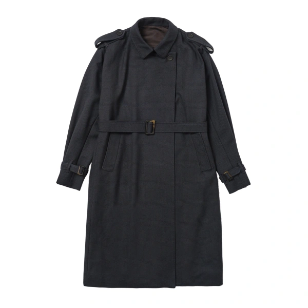 Johnstons of Elgin Threave Mallard Glen Urquhart Wool Trench Coat | Trench Coat | Coveti