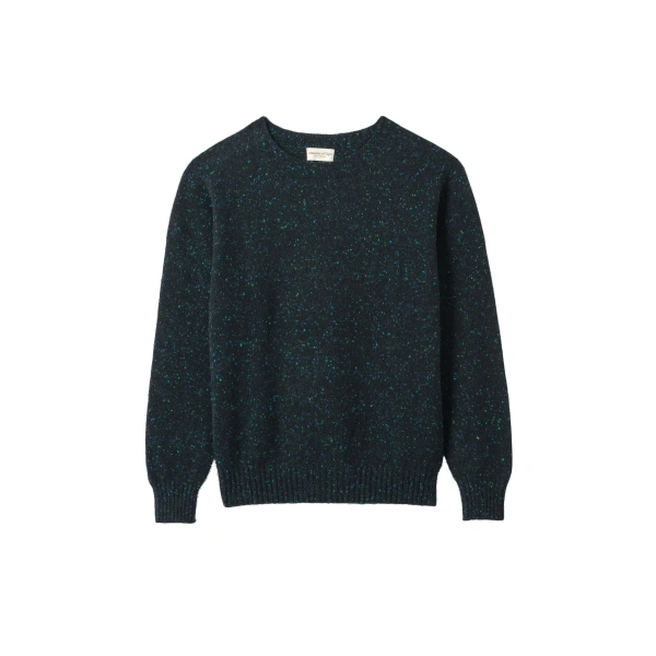 Johnstons of Elgin Tiree Green Donegal Cashmere Jumper | Men Knitwear | Coveti