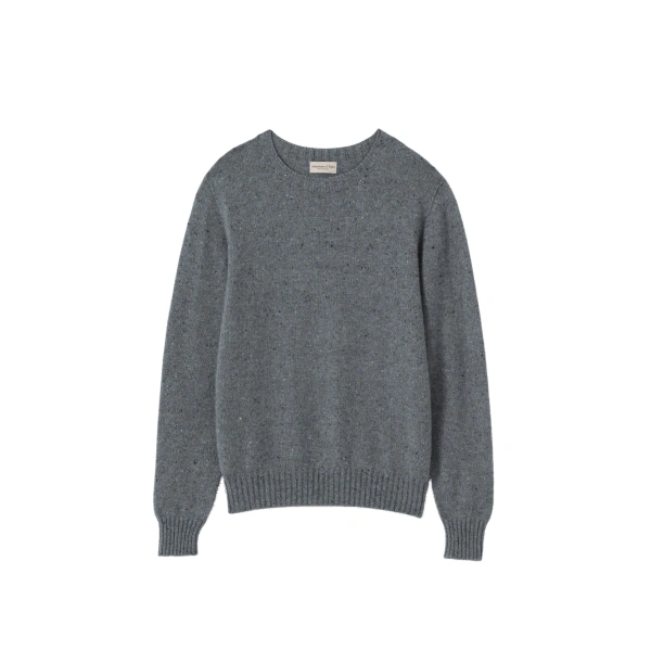 Johnstons of Elgin Tiree Grey Donegal Cashmere Jumper | Men Knitwear | Coveti