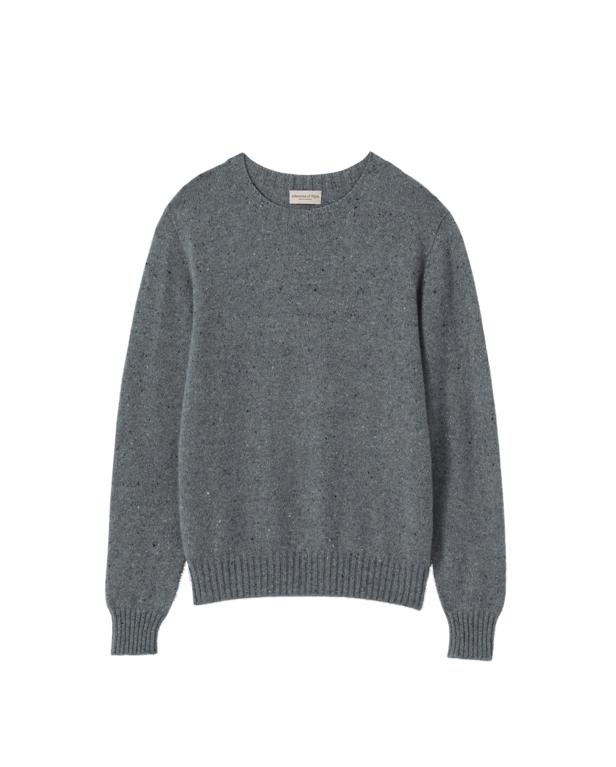 Johnstons of Elgin Tiree Grey Donegal Cashmere Jumper Johnstons of Elgin Tiree Grey Donegal Cashmere Jumper | Men Knitwear | Coveti