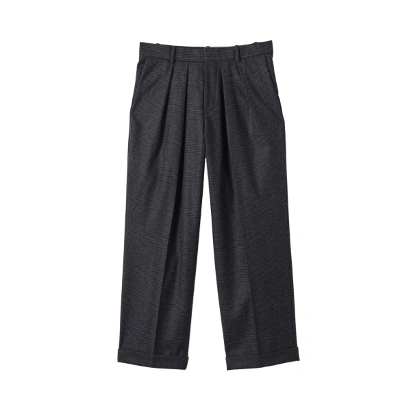 Johnstons of Elgin Traquair Dark Blue Urquhart Check Trousers | Pants | Coveti