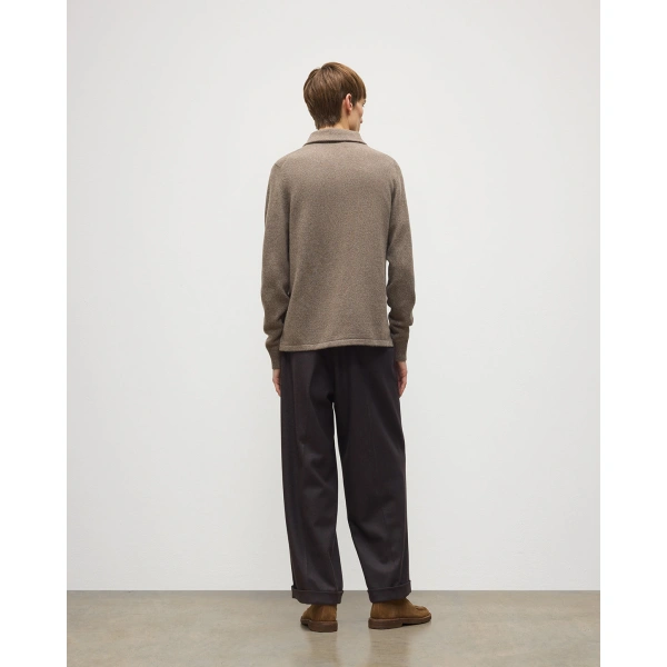 Johnstons of Elgin Tweel Brown Cashmere Half Zip Jumper