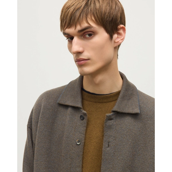 Johnstons of Elgin Tweel Brown Cashmere Shirt