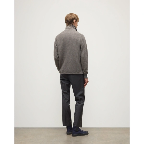 Johnstons of Elgin Tweel Grey & Brown Cashmere Half Zip Jumper