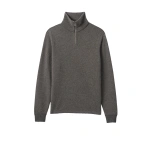 Johnstons of Elgin Tweel Grey & Brown Cashmere Half Zip Jumper | Men Knitwear | Coveti