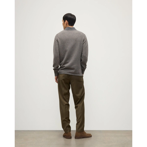 Johnstons of Elgin Tweel Grey & Brown Cashmere Rugby Shirt