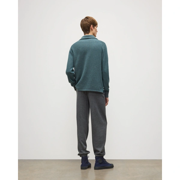 Johnstons of Elgin Tweel Grey & Green Cashmere Half Zip Jumper