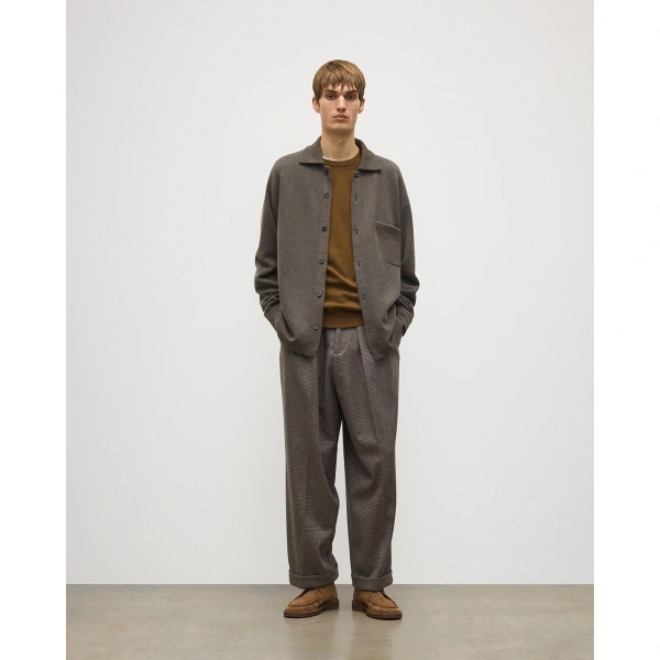 Johnstons of Elgin Tweel Grey & Green Cashmere Shirt