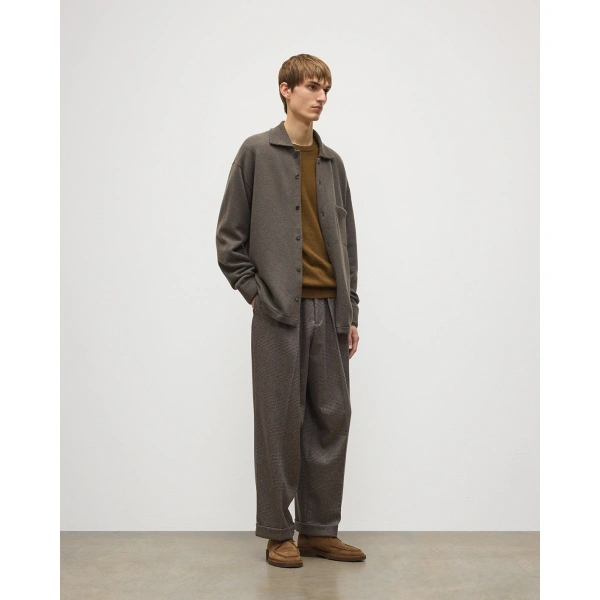 Johnstons of Elgin Tweel Grey & Green Cashmere Shirt
