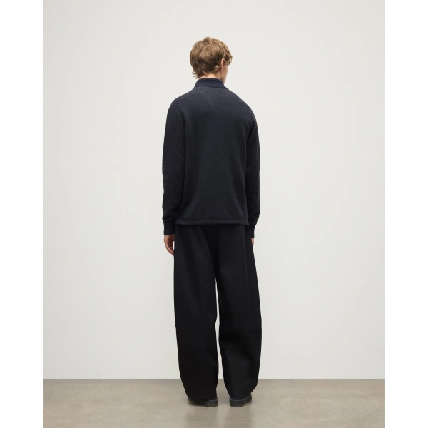 Johnstons of Elgin Tweel Navy & Grey Cashmere Rugby Shirt
