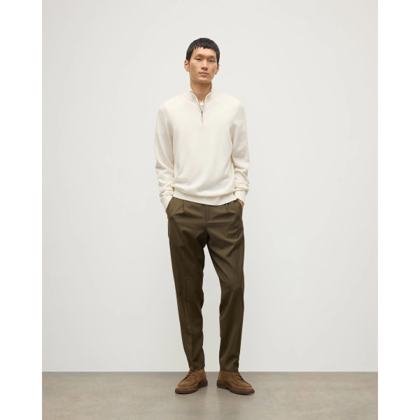 Johnstons of Elgin White Cashmere Zip Neck Jumper