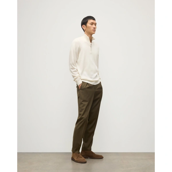 Johnstons of Elgin White Cashmere Zip Neck Jumper