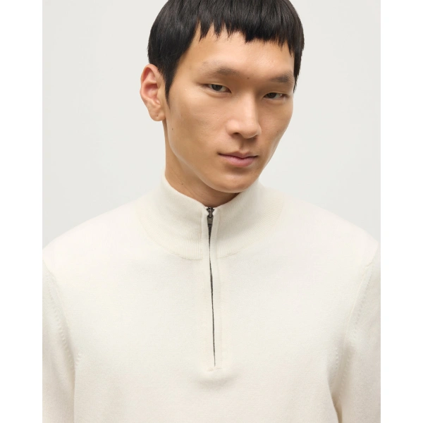 Johnstons of Elgin White Cashmere Zip Neck Jumper