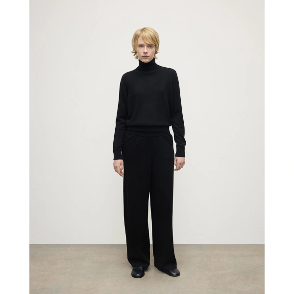 Johnstons of Elgin Wide Leg Black Cashmere Trousers