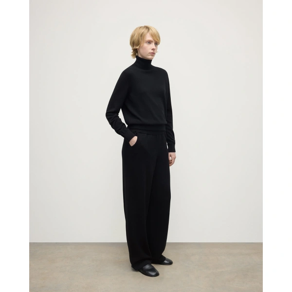 Johnstons of Elgin Wide Leg Black Cashmere Trousers