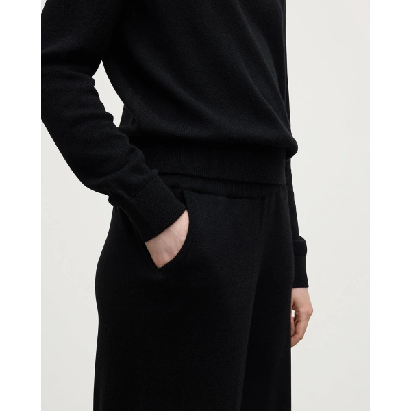 Johnstons of Elgin Wide Leg Black Cashmere Trousers