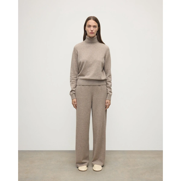 Johnstons of Elgin Wide Leg Brown Cashmere Trousers