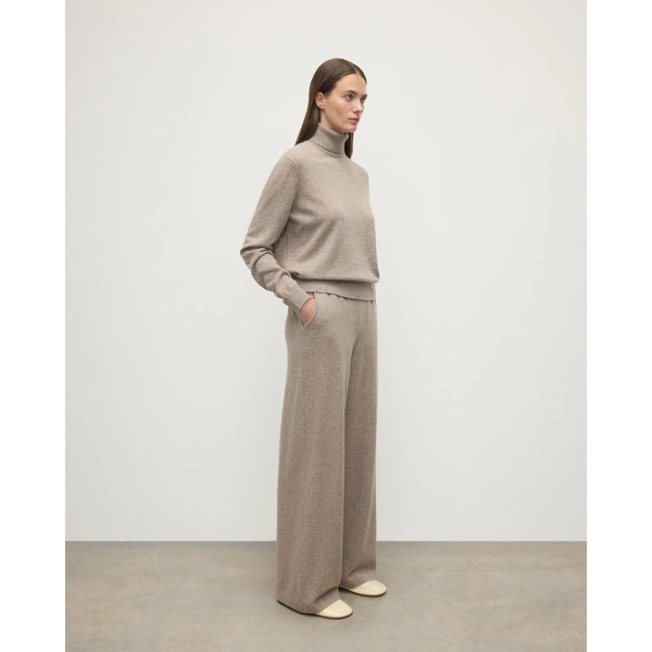 Johnstons of Elgin Wide Leg Brown Cashmere Trousers