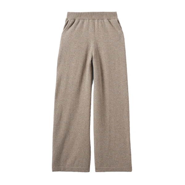 Wide Leg Brown Cashmere Trousers