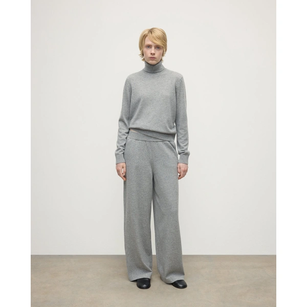 Johnstons of Elgin Wide Leg Light Grey Cashmere Trousers