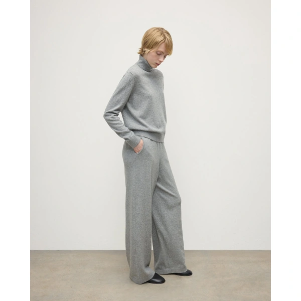 Johnstons of Elgin Wide Leg Light Grey Cashmere Trousers