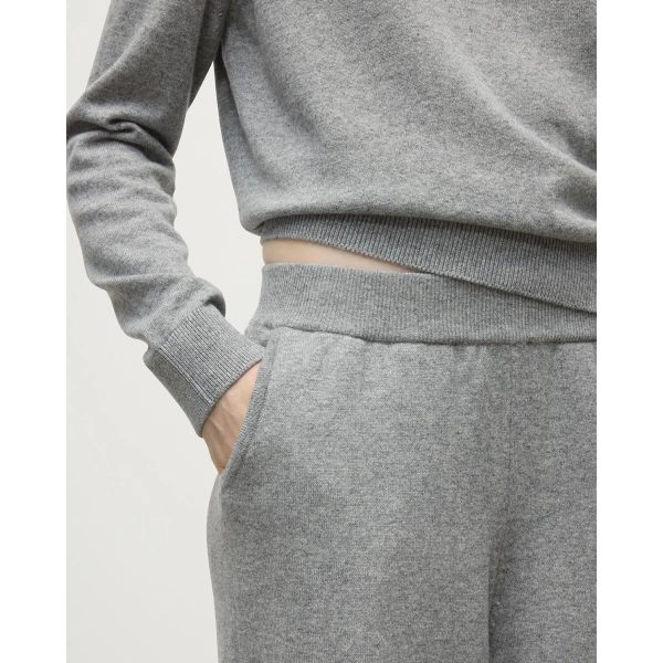 Johnstons of Elgin Wide Leg Light Grey Cashmere Trousers
