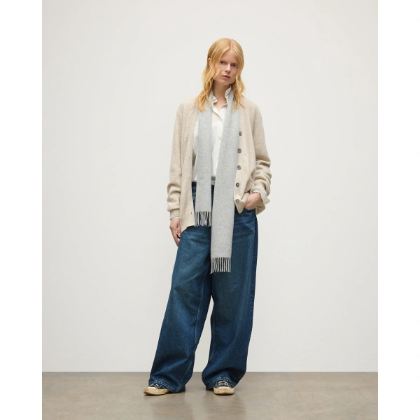 Johnstons of Elgin Wild Thistle Intarsia Natural Cashmere Cardigan