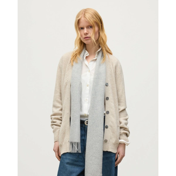 Johnstons of Elgin Wild Thistle Intarsia Natural Cashmere Cardigan