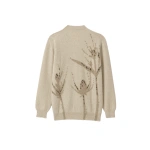 Johnstons of Elgin Wild Thistle Intarsia Natural Cashmere Cardigan | Cardigan | Coveti