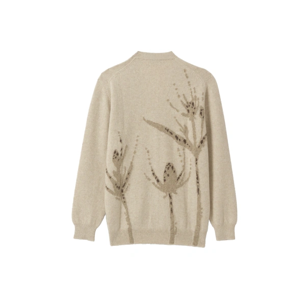 Wild Thistle Intarsia Natural Cashmere Cardigan