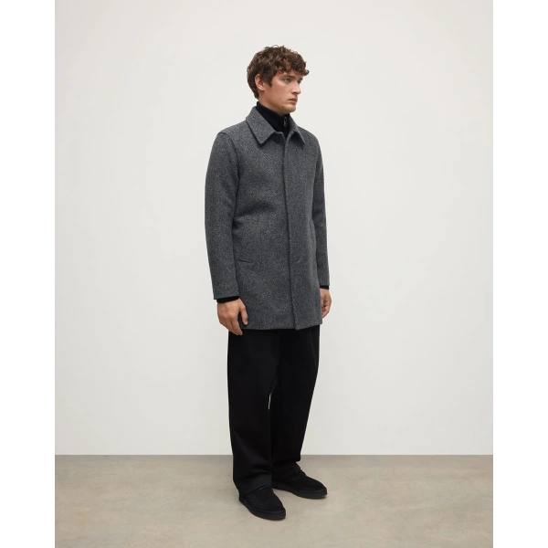 Johnstons of Elgin Wool Car Coat in Grey