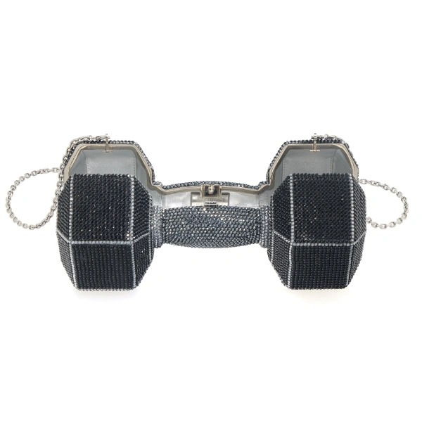 Judith Leiber Dumbbell Heavy Metal Crystal Clutch, view 3
