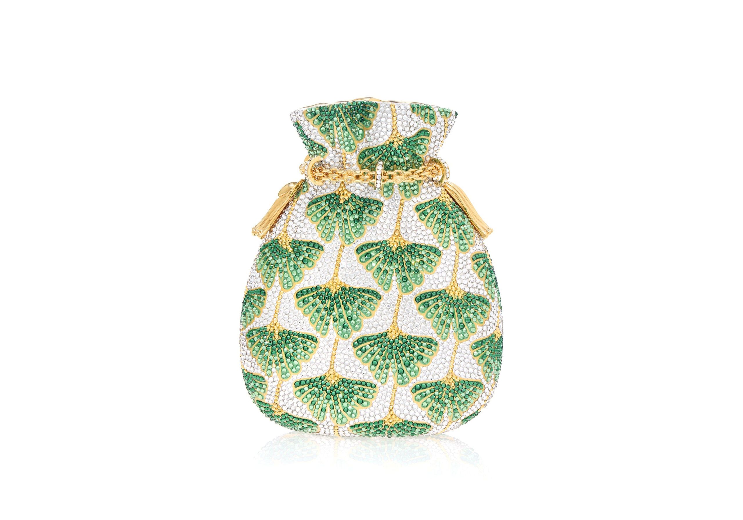 Judith Leiber Ginkgo Pouch Green Leaf Crystal Clutch Judith Leiber Ginkgo Pouch Green Leaf Crystal Clutch