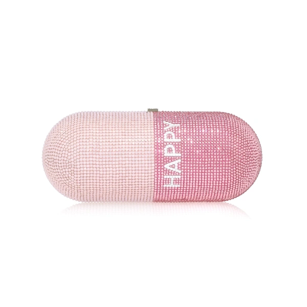Happy Pill Capsule Crystal Clutch