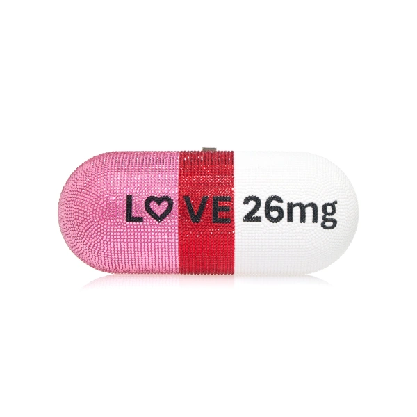 Judith Leiber Love Pill Capsule Crystal Clutch