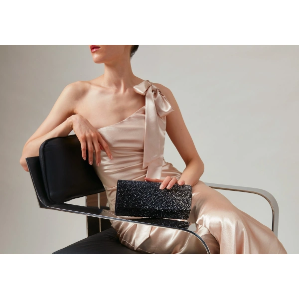 Judith Leiber Perry Gradient Caviar Obsidian Crystal Clutch, view 2