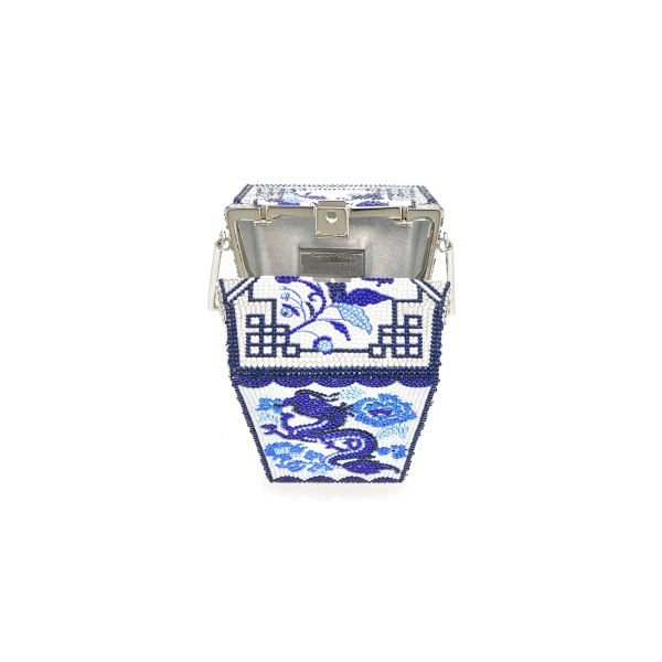 Judith Leiber Take Out Box Blue Dragon Crystal Clutch, view 3