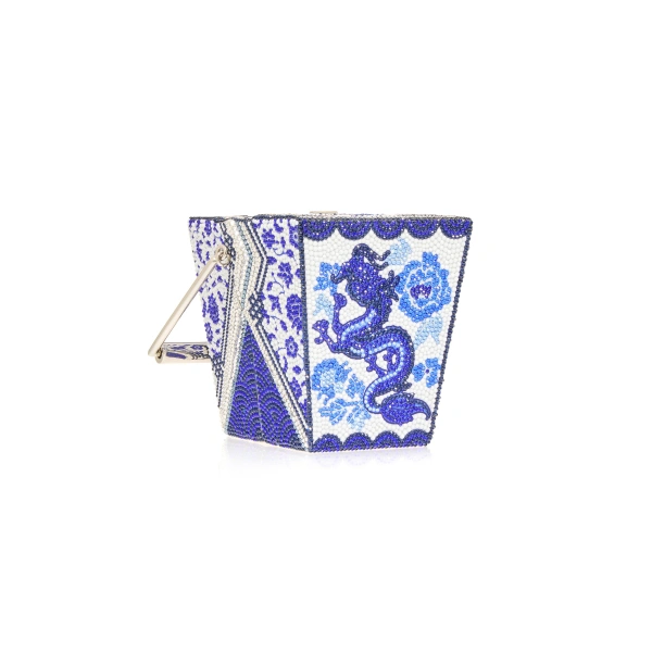 Judith Leiber Take Out Box Blue Dragon Crystal Clutch, view 4