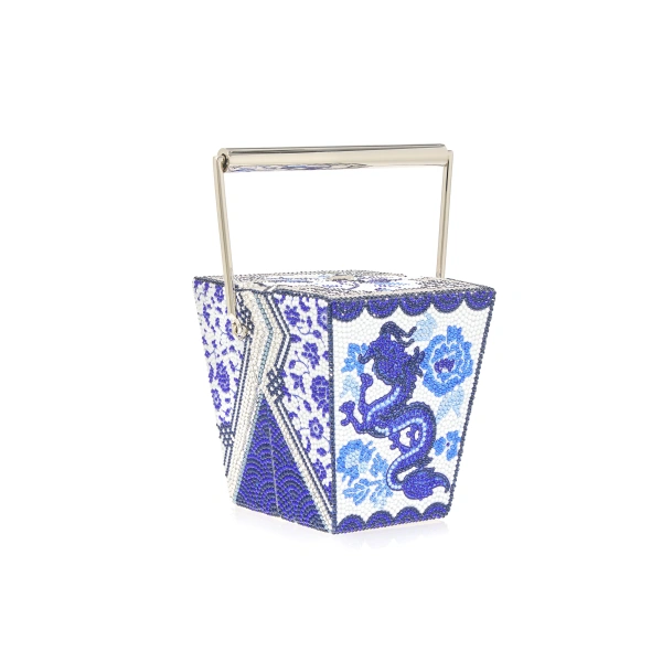 Judith Leiber Take Out Box Blue Dragon Crystal Clutch