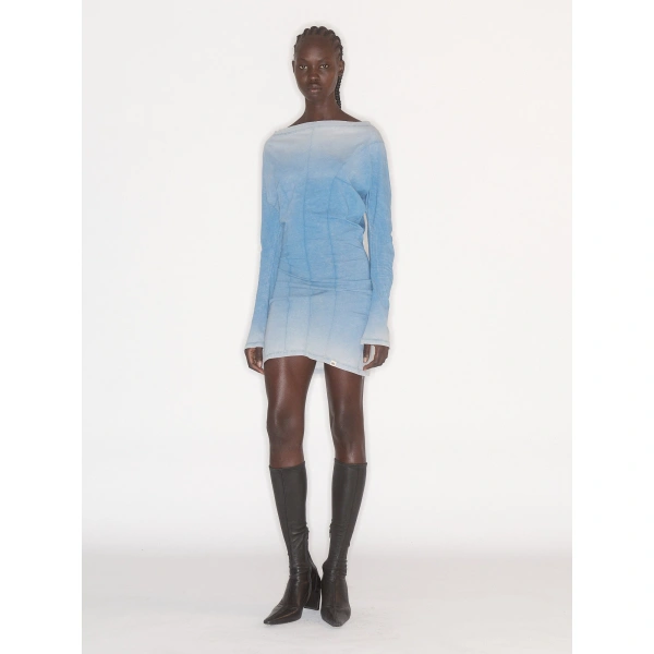 KNWLS Ace Long Sleeve Dress in Washed Blue | Mini Dresses | Coveti