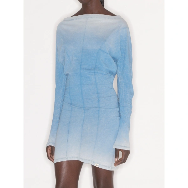 KNWLS Ace Long Sleeve Dress in Washed Blue | Mini Dresses | Coveti