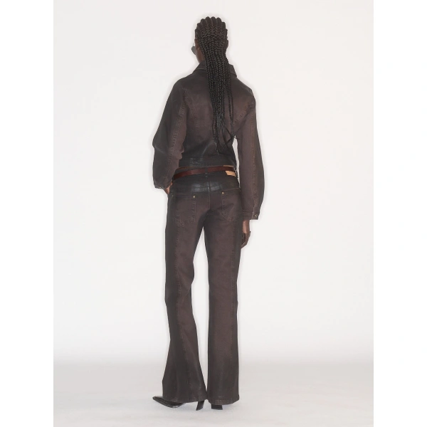 KNWLS Alice Denim Jacket in Brown Gloss | Denim Jackets | Coveti