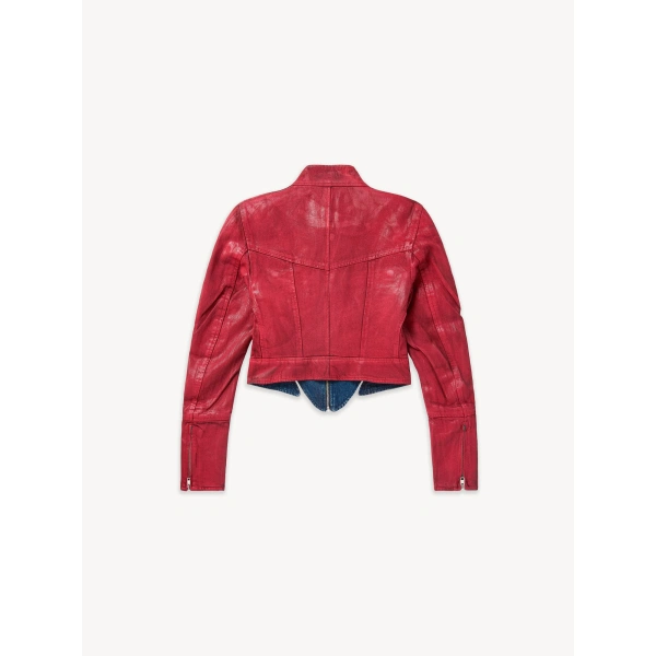 KNWLS Astra Claw Jacket in Red Gloss | Denim Jackets | Coveti