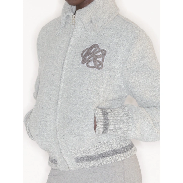 KNWLS Ivy Boucle Bomber in Grey | Bomber Jackets | Coveti