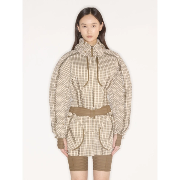 KNWLS Nike Joan Hooded Jacket in Yukon Brown Check | Jackets | Coveti