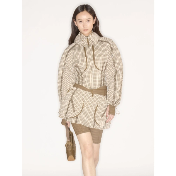 KNWLS Nike Joan Hooded Jacket in Yukon Brown Check | Jackets | Coveti