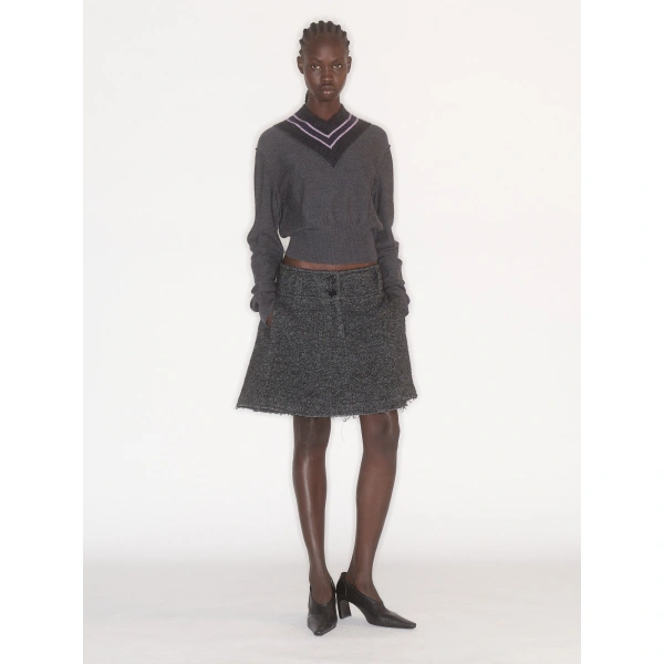 KNWLS Nora V Neck Jumper in Charcoal Stripe | Sweaters | Coveti