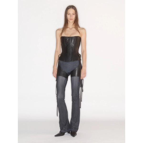 KNWLS Veil Leather Corset in Black | Corset & Bustier Tops | Coveti